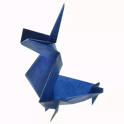 origami, papierkunst, blau, geometrie, tier