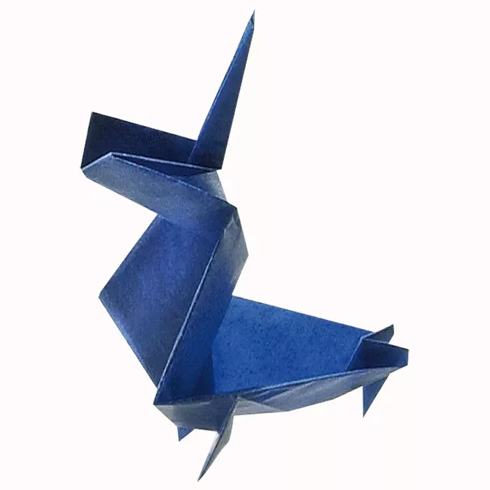 origami, papierkunst, blau, geometrie, tier