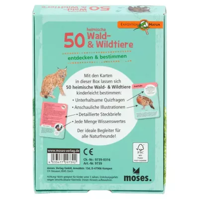 Waldtiere, Karten-Spiel, Bildkartenspiel, 50 Tiere, Naturkunde