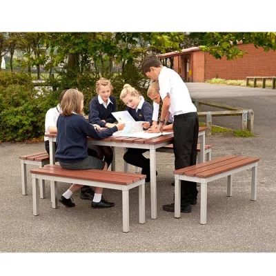 Schule, Gruppe, Tischgruppe, Schuluniform, Hocker