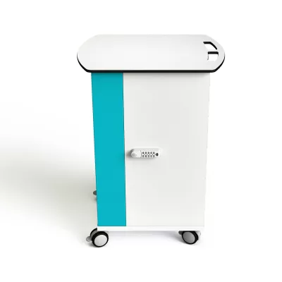 Kunststoff-Schrank, Tragschrank, Tür mit Zahlenschloss, Türschutz, Rollenwagen