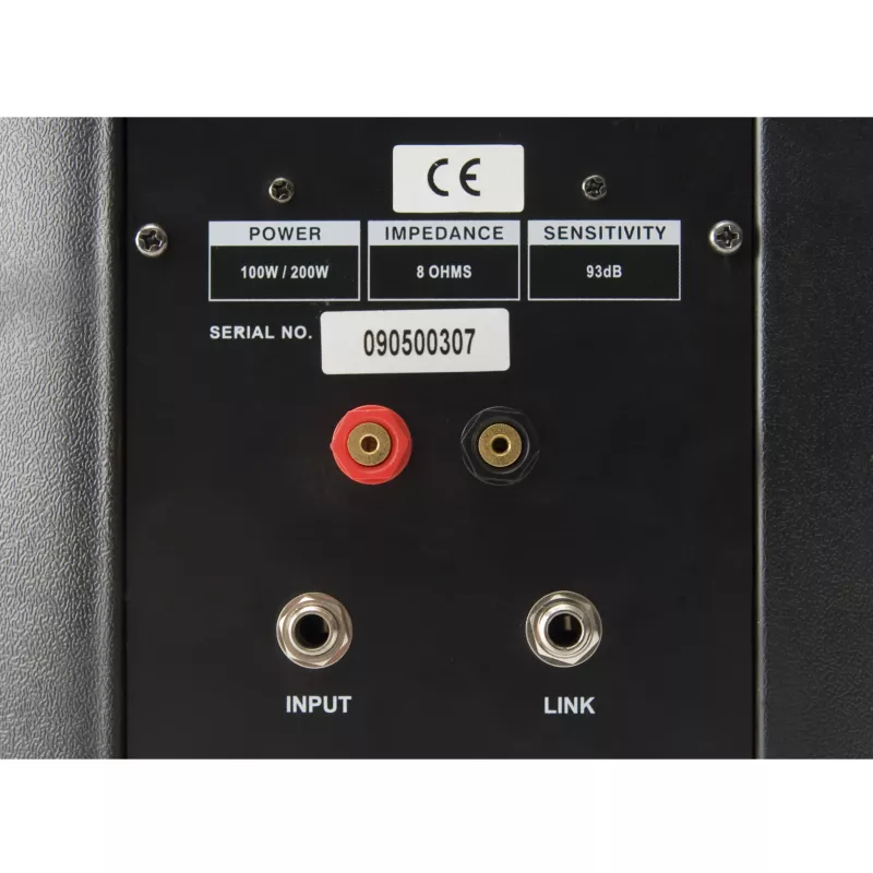 Impedanz 8 Ohm, Eingang, Verbindung, Leistung 100W/200W, Empfindlichkeit 93dB