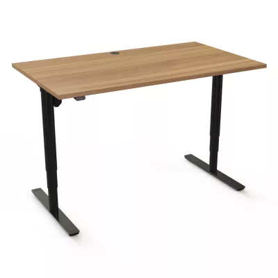 Schreibtisch, höhenverstellbar, Holzoberfläche, Kabeldurchlass, Metallbeine