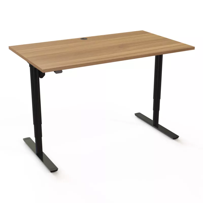 Schreibtisch, höhenverstellbar, Holzoberfläche, Kabeldurchlass, Metallbeine