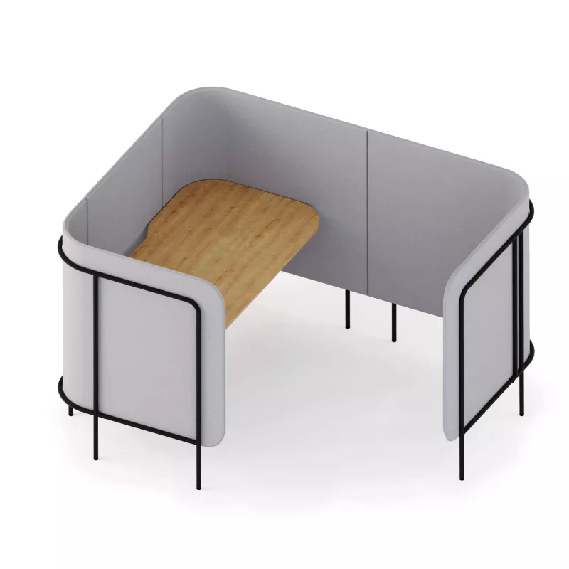 Schreibtisch-Kabine, Trennwand, Arbeitsplatz, Holztischplatte, Stahlgestell