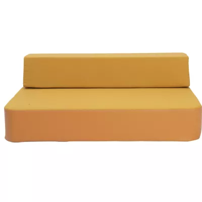 Sofa, Zweisitzer, Garnitur, Kunstleder, Senfgelb