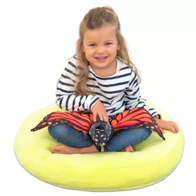 Kindersitzkissen, Riesen-Kissen, Schmetterlingsflügel, gelbes Kissen, Strickshirt