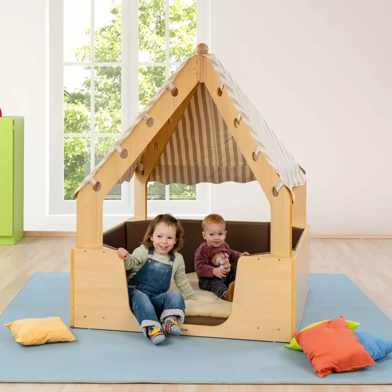 Spielzelt, Kinderzelt, Holzrahmen, Tagesdeko, Kissen