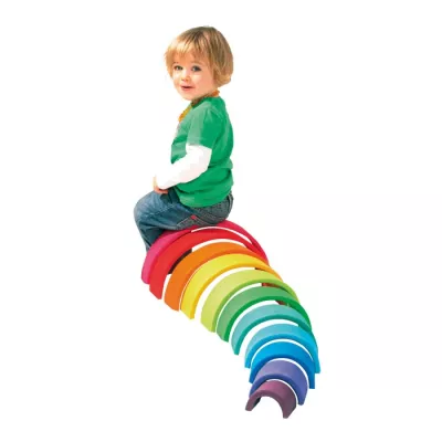Pädagogische Spielbahn, Holzbausteine, Regenbogenfarben, Kleinkind-Spielzeug, Rutschbahn-Design