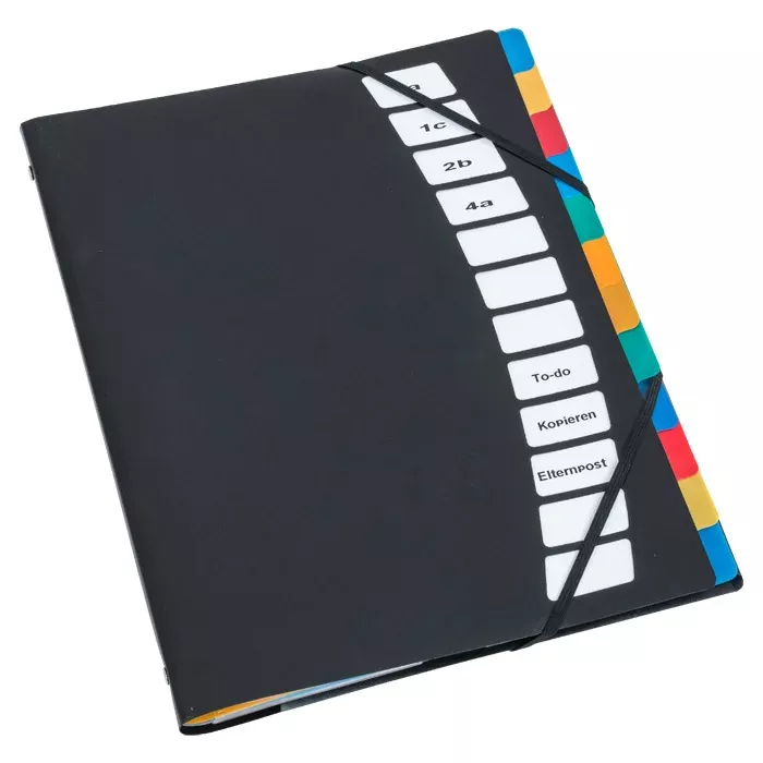 Notizbuch, Kalenderordner, Streifenhefter, Gummi elastische Bindung, Mehrfarbige Seitenmarkierung