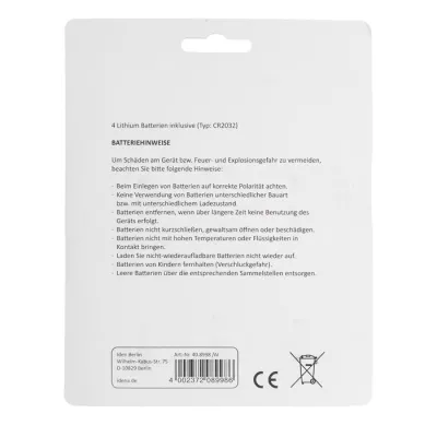Lithium-Batterie, CR2032, Batteriepack, Hinweise, CE-Symbol
