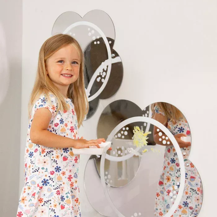 girl, kinder, spielen, spiegel, dekoration