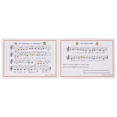 musikalische Noten, Blattmusik, Textzeilen, Violinschlüssel, bunte Noten