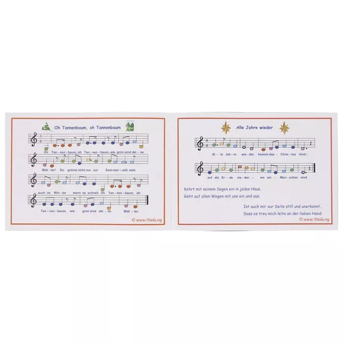 musikalische Noten, Blattmusik, Textzeilen, Violinschlüssel, bunte Noten