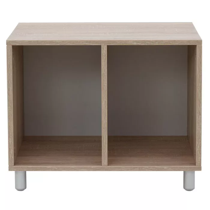 Sideboard, Zweikammer, Holzoberfläche, Eichenfarbene, Füße Aluminium