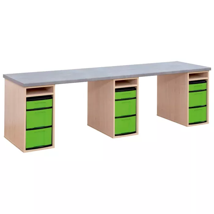 Schreibtisch, Schreibtisch mit Aufbewahrung, Kastenwürfel, Grün-Drawers, Holzoptik