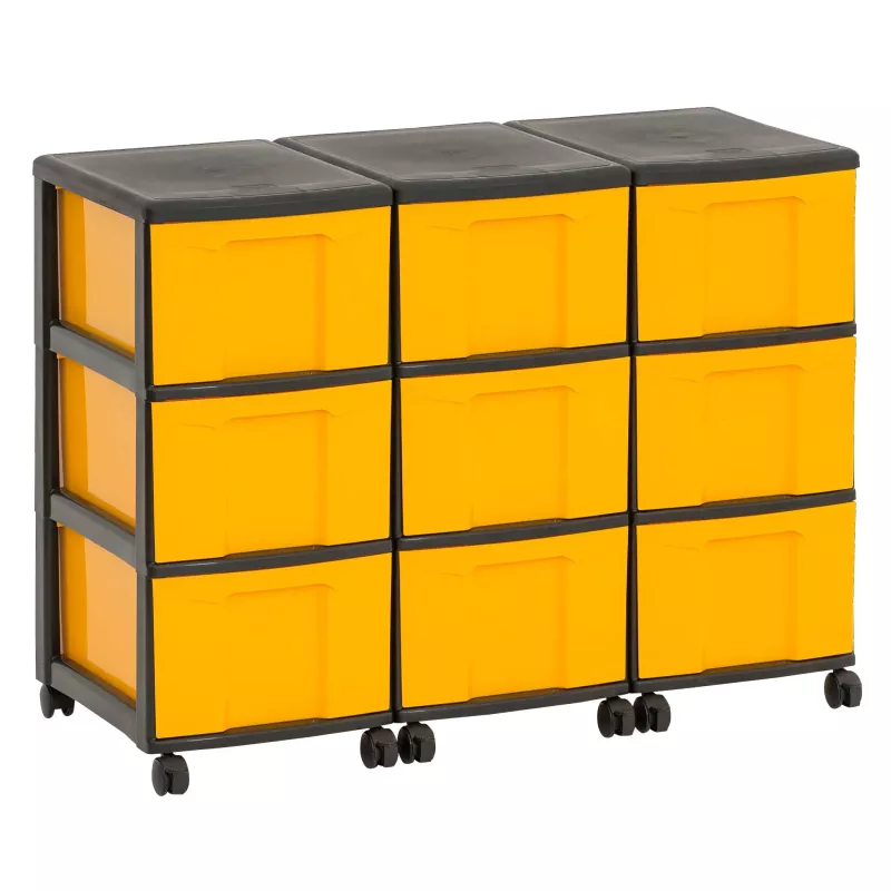 Aufbewahrungsboxen, Kastensystem, Gelb, rollen, Kunststoffbehälter