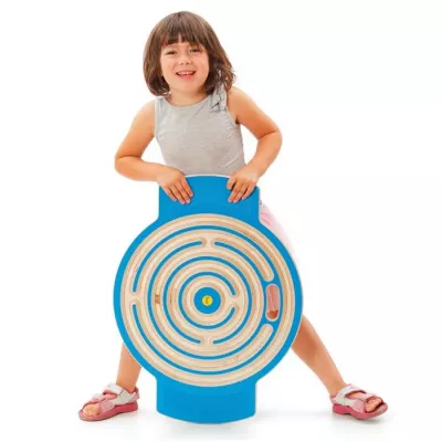 kinderspielzeug, labyrinthscheibe, balancierspiel, kreis maze, blaues scheiben spiel