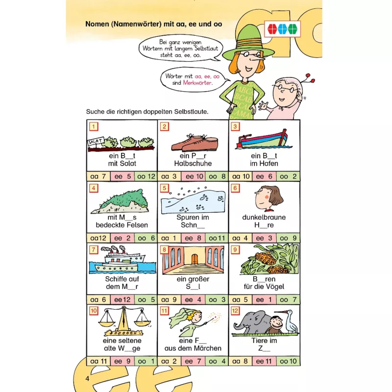 Größenvergleich, Selbstlaute, Bildserie, Bauernhof, Wörterlernen