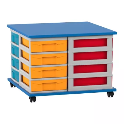 Kunststoffschubladen, Werkstattwagen, Aufbewahrung, Rollen, orange/gelb/rot