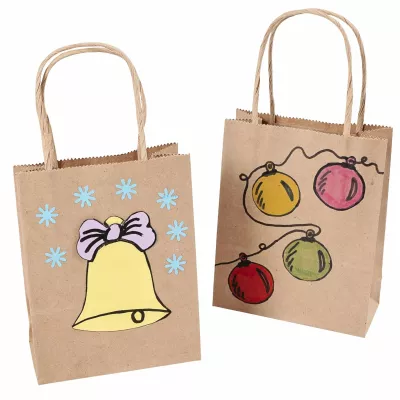 Weihnachtsgeschenk Tüte, Jute Tasche, Kartenaufdruck Glocke, Jutebeutel, Festlicher Stil