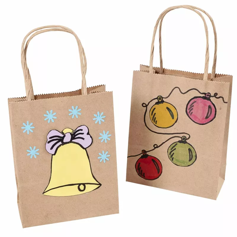 Weihnachtsgeschenk Tüte, Jute Tasche, Kartenaufdruck Glocke, Jutebeutel, Festlicher Stil