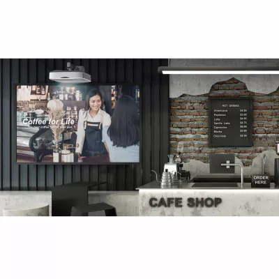 cafe Innenraum, Kaffeegeschäft, Kaffee Theke, Speisekarten, Projektor Bildschirm