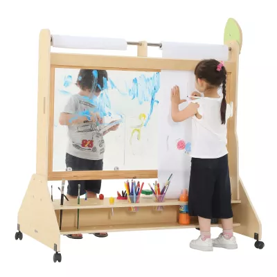 Kinder-Malstudio, Kreativstation, Malwand, Holzrahmen, Pinselset