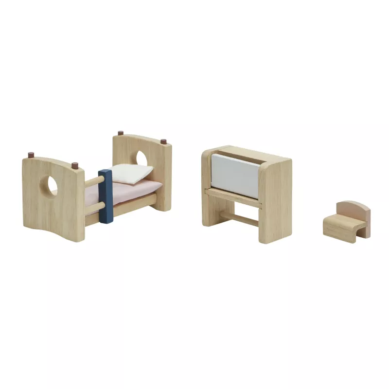 Holzspielzeug, Miniaturbett, Kinderbett, Bettset, Holzblock