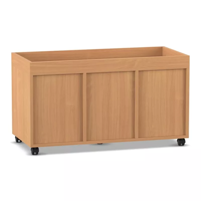 Lagerunterschrank, Wagenboden, Holzoptik, Schrank mit Rollen, drei Türen