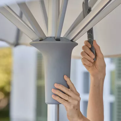 Schirmständer, Verstellbarer Griff, graue Basis, Patio-Schirm, Außenmöbel