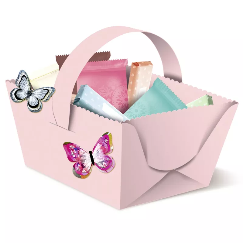 Geschenkkorb, Papierkorb, Schmetterlinge, rosa, verpackung