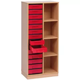 Halbhohes Regal, 151,8 x 66,5 x 40,8, mit 4 Fächern und 14 Boxen