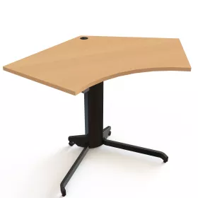 Fünfeck-Schreibtisch, höhenverstellbar, X-Fuß mit zwei arretierbaren Rädern