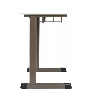 Schreibtisch, Beistelltisch, Metallgestell, braun, Tablettablage