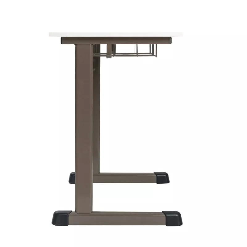 Schreibtisch, Beistelltisch, Metallgestell, braun, Tablettablage
