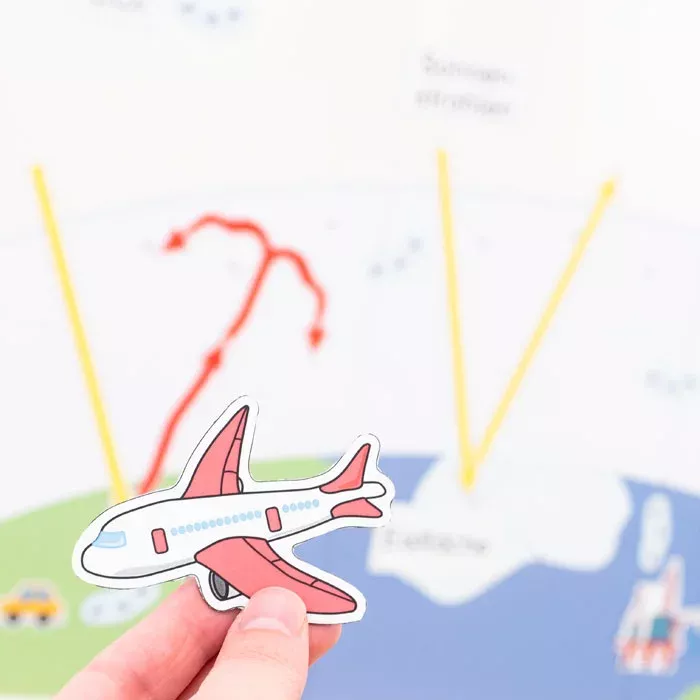 flugzeug, spielzeug, stickers, papierschnitt, flugzeugmotiv