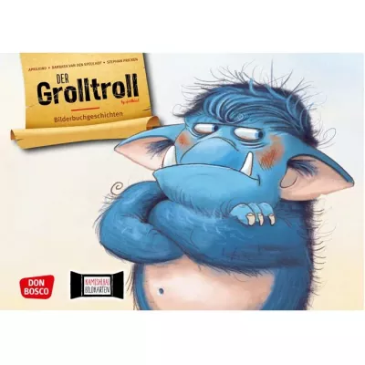 blaues Monster, Fellmonster, Kunstillustration, Cartoonmonster, Zahnstocher?