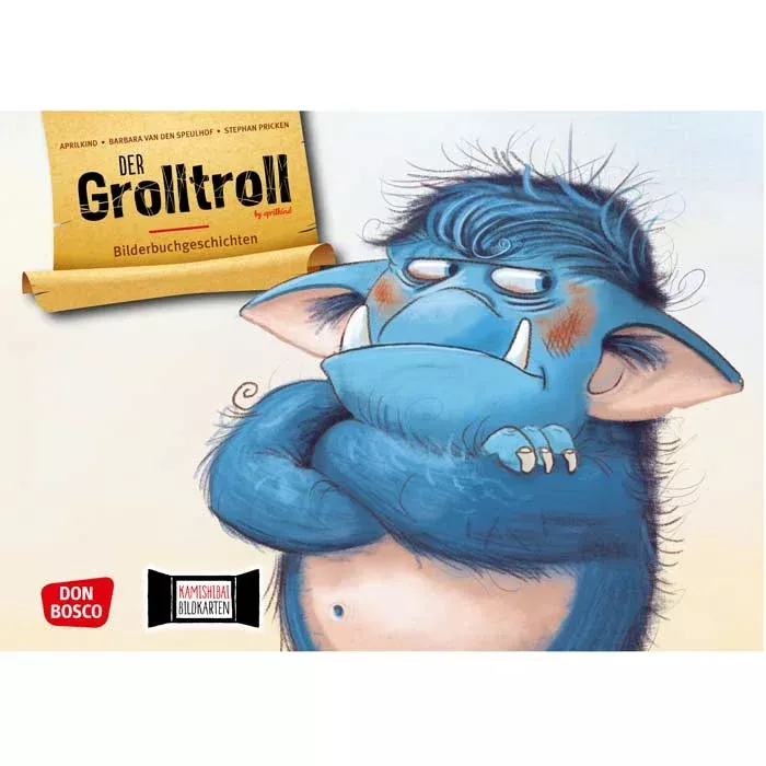 blaues Monster, Fellmonster, Kunstillustration, Cartoonmonster, Zahnstocher?