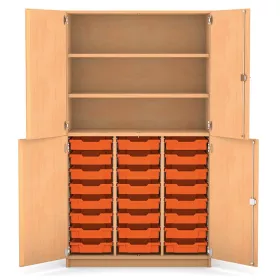Halbtürenschrank - 24 flache Boxen, 4 Türen