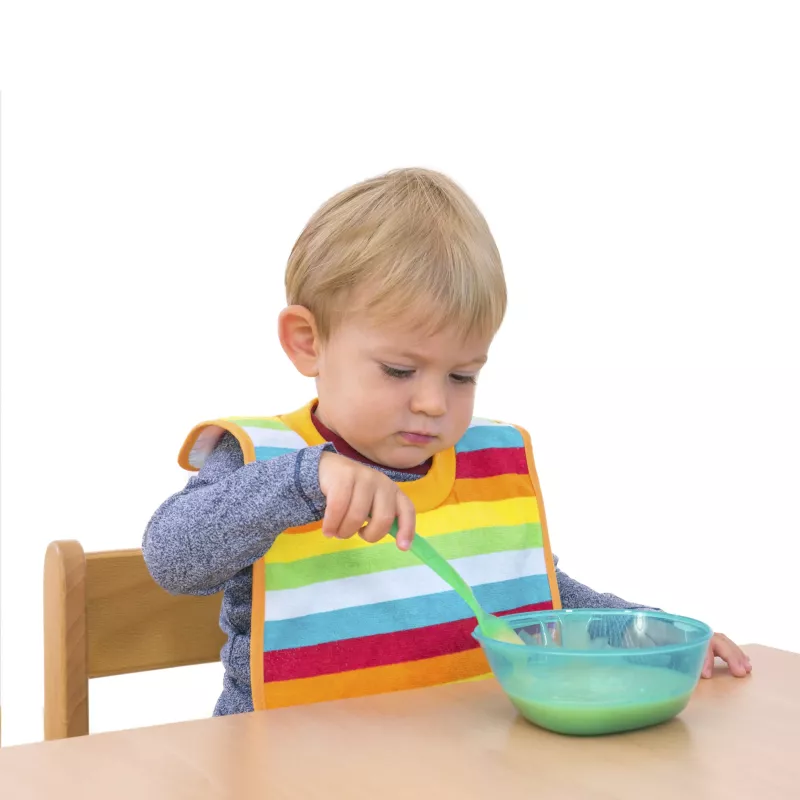 kinder, baby, füttern, Lätzchen, Schüssel