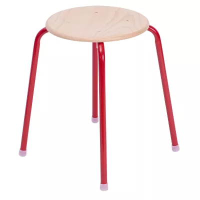 Hocker, Holzoberfläche, rote Beine, Stühle/Gartenstuhl, vierbeiniger Hocker