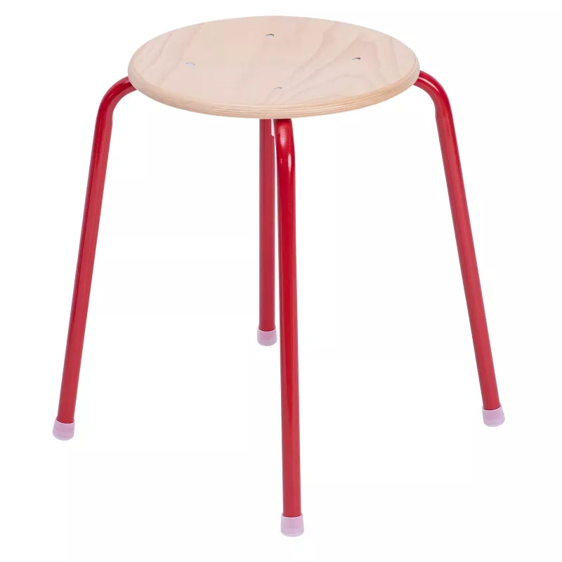 Hocker, Holzoberfläche, rote Beine, Stühle/Gartenstuhl, vierbeiniger Hocker