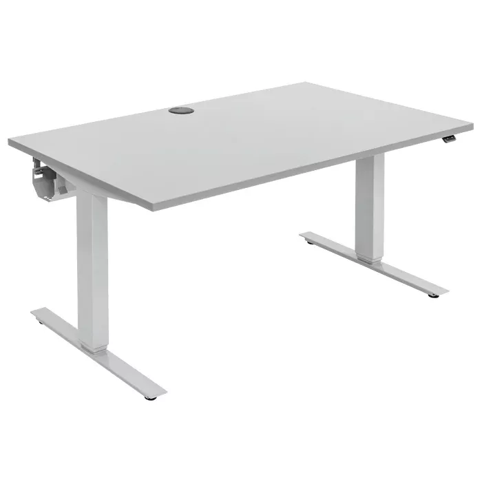 Schreibtisch, Stehschreibtisch, elektrisch höhenverstellbar, Metallrahmen, Kabelmanagement