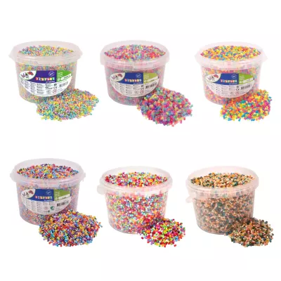 Bügelperlen, Kunststoffperlen, Bunte Farben, Bastelmaterial, Vorratseimer
