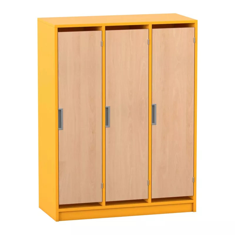 Schrank, Dreifachschrank, orange, Holzoptik, Schranktüren
