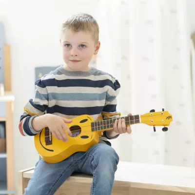 Kinder-Ukulele, Ukulele, Gelb, Holz, Saiten