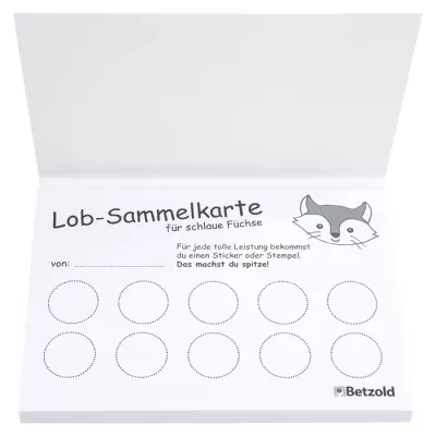 Lob-Sammelkarte, Sammelkarte, Schlau Katzen, Stempel?, Betzold