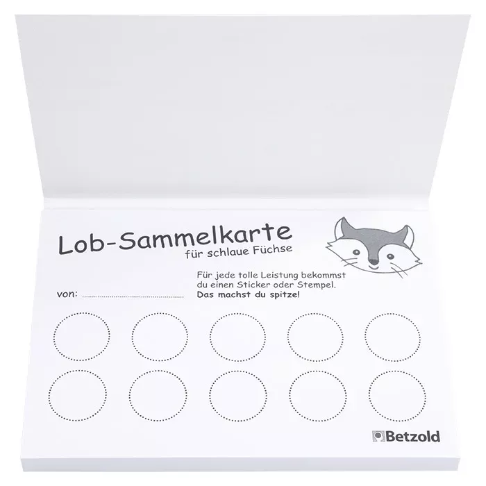 Lob-Sammelkarte, Sammelkarte, Schlau Katzen, Stempel?, Betzold