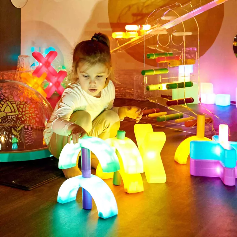 Lichtspielzeug, Kunststoff, Kinder-Spielzeug, RGB-Licht, Bauklötze